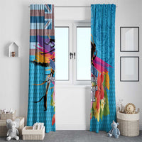 Honolulu Anniversary 52nd Running Window Curtain Marathon Competition Kakau Pattern Blue Color