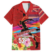 Honolulu Anniversary 52nd Running Family Matching Tank Maxi Dress and Hawaiian Shirt Marathon Competition Kakau Pattern Red Color LT03 Dad's Shirt - Short Sleeve Red - Polynesian Pride