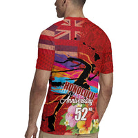 Honolulu Anniversary 52nd Running Rugby Jersey Marathon Competition Kakau Pattern Red Color