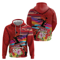 Honolulu Anniversary 52nd Running Zip Hoodie Marathon Competition Kakau Pattern Red Color LT03 - Polynesian Pride