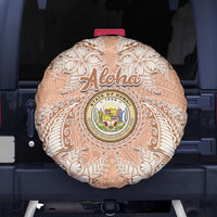 Hawaii Tropical Flowers with Kakau Tribal Spare Tire Cover Peach Fuzz Color LT03 Peach Fuzz - Polynesian Pride