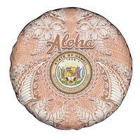 Hawaii Tropical Flowers with Kakau Tribal Spare Tire Cover Peach Fuzz Color LT03 - Polynesian Pride