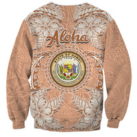 Hawaii Tropical Flowers with Kakau Tribal Sweatshirt Peach Fuzz Color LT03 - Polynesian Pride