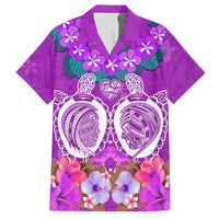 Polynesian Valentine Day Family Matching Off Shoulder Short Dress and Hawaiian Shirt Love Couple Turtle Maori Hibiscus Purple LT03 Dad's Shirt - Short Sleeve Purple - Polynesian Pride