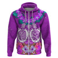 Polynesian Valentine Day Hoodie Love Couple Turtle Maori Hibiscus Purple LT03 Zip Hoodie Purple - Polynesian Pride