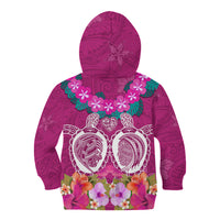 Polynesian Valentine Day Kid Hoodie Love Couple Turtle Maori Hibiscus Pink LT03 - Polynesian Pride