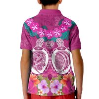 Polynesian Valentine Day Kid Polo Shirt Love Couple Turtle Maori Hibiscus Pink LT03 - Polynesian Pride