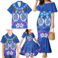 Polynesian Valentine Day Family Matching Mermaid Dress and Hawaiian Shirt Love Couple Turtle Maori Hibiscus Blue LT03 - Polynesian Pride