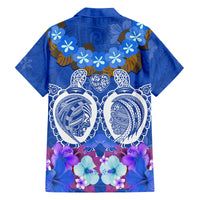 Polynesian Valentine Day Family Matching Off Shoulder Maxi Dress and Hawaiian Shirt Love Couple Turtle Maori Hibiscus Blue LT03 - Polynesian Pride