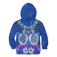 Polynesian Valentine Day Kid Hoodie Love Couple Turtle Maori Hibiscus Blue LT03 - Polynesian Pride