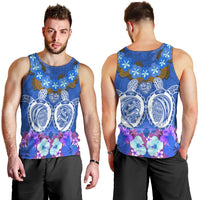 Polynesian Valentine Day Men Tank Top Love Couple Turtle Maori Hibiscus Blue LT03 - Polynesian Pride