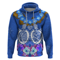 Polynesian Valentine Day Zip Hoodie Love Couple Turtle Maori Hibiscus Blue LT03 Pullover Hoodie Blue - Polynesian Pride