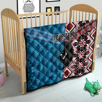 Personalised Aotearoa and Fiji Together Quilt Melanesian Warrior and Koru - Taniko with Hibiscus Tapa Pattern LT03 - Polynesian Pride