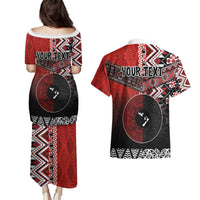 Personalised Aotearoa and Tonga Together Couples Matching Puletasi and Hawaiian Shirt Manaia and Tongan Tribal Cross - Taniko and Ngatu Art Tattoo