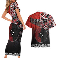 Personalised Aotearoa and Tonga Together Couples Matching Short Sleeve Bodycon Dress and Hawaiian Shirt Manaia and Tongan Tribal Cross - Taniko and Ngatu Art Tattoo