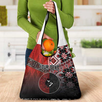 Personalised Aotearoa and Tonga Together Grocery Bag Manaia and Tongan Tribal Cross - Taniko and Ngatu Art Tattoo