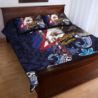 American Samoa Flag Day Quilt Bed Set Bald Eagle with Uatogi and Fue - Polynesian and Floral Tribal Tattoo