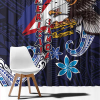 American Samoa Flag Day Window Curtain Bald Eagle with Uatogi and Fue - Polynesian and Floral Tribal Tattoo