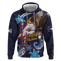 American Samoa Flag Day Zip Hoodie Bald Eagle with Uatogi and Fue - Polynesian and Floral Tribal Tattoo