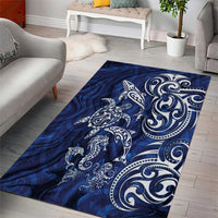New Zealand Connecting with Seas Area Rug Maori Tribal and Sea Animals Tattoo - White Glass Style