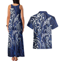 New Zealand Connecting with Seas Couples Matching Tank Maxi Dress and Hawaiian Shirt Maori Tribal and Sea Animals Tattoo - White Glass Style