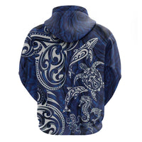 New Zealand Connecting with Seas Hoodie Maori Tribal and Sea Animals Tattoo - White Glass Style