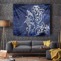 New Zealand Connecting with Seas Tapestry Maori Tribal and Sea Animals Tattoo - White Glass Style