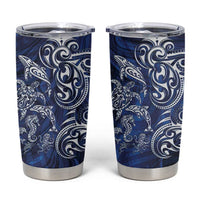 New Zealand Connecting with Seas Tumbler Cup Maori Tribal and Sea Animals Tattoo - White Glass Style