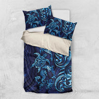 New Zealand Connecting with Seas Bedding Set Maori Tribal and Sea Animals Tattoo - Sea Texture Glass Style