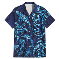 New Zealand Connecting with Seas Family Matching Mermaid Dress and Hawaiian Shirt Maori Tribal and Sea Animals Tattoo - Sea Texture Glass Style