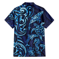 New Zealand Connecting with Seas Family Matching Tank Maxi Dress and Hawaiian Shirt Maori Tribal and Sea Animals Tattoo - Sea Texture Glass Style LT03 - Polynesian Pride