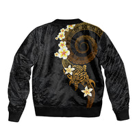 Polynesian Spiral Tribal Tattoo Bomber Jacket Golden Color