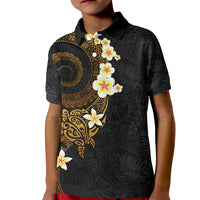 Polynesian Spiral Tribal Tattoo Kid Polo Shirt Golden Color