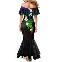 Polynesian Spiral Tribal Tattoo Family Matching Mermaid Dress and Hawaiian Shirt Fanciful Color