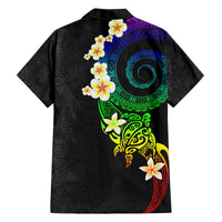Polynesian Spiral Tribal Tattoo Family Matching Off The Shoulder Long Sleeve Dress and Hawaiian Shirt Fanciful Color LT03 - Polynesian Pride