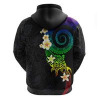 Polynesian Spiral Tribal Tattoo Zip Hoodie Fanciful Color