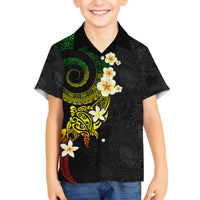 Polynesian Spiral Tribal Tattoo Family Matching Off The Shoulder Long Sleeve Dress and Hawaiian Shirt Reggae Color LT03 Son's Shirt Reggae - Polynesian Pride