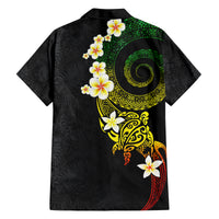 Polynesian Spiral Tribal Tattoo Family Matching Off Shoulder Short Dress and Hawaiian Shirt Reggae Color LT03 - Polynesian Pride