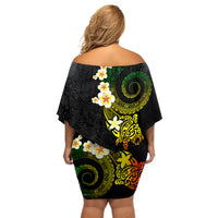 Polynesian Spiral Tribal Tattoo Off Shoulder Short Dress Reggae Color LT03 - Polynesian Pride