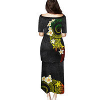 Polynesian Spiral Tribal Tattoo Puletasi Reggae Color