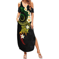 Polynesian Spiral Tribal Tattoo Summer Maxi Dress Reggae Color LT03 Women Reggae - Polynesian Pride