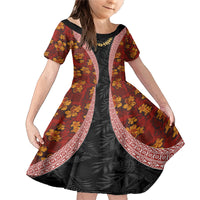 Hawaii Lei and Hibiscus Flowers Tribal Family Matching Mermaid Dress and Hawaiian Shirt Patchwork Abstract Vintage