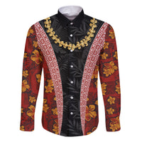 Hawaii Lei and Hibiscus Flowers Tribal Family Matching Short Sleeve Bodycon Dress and Hawaiian Shirt Patchwork Abstract Vintage