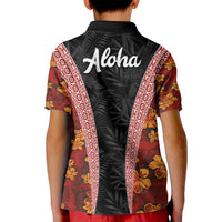 Hawaii Lei and Hibiscus Flowers Tribal Kid Polo Shirt Patchwork Abstract Vintage