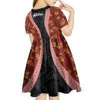 Hawaii Lei and Hibiscus Flowers Tribal Kid Short Sleeve Dress Patchwork Abstract Vintage