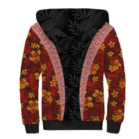 Hawaii Lei and Hibiscus Flowers Tribal Sherpa Hoodie Patchwork Abstract Vintage