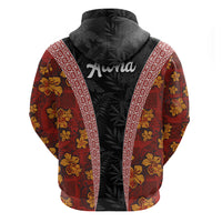 Hawaii Lei and Hibiscus Flowers Tribal Zip Hoodie Patchwork Abstract Vintage