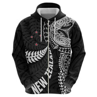 Aotearoa Volleyball Custom Hoodie Silver Ferns and Maori Tribal Black LT03 - Polynesian Pride