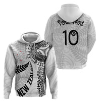 Aotearoa Volleyball Custom Hoodie Silver Ferns and Maori Tribal White LT03 - Polynesian Pride