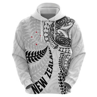 Aotearoa Volleyball Custom Hoodie Silver Ferns and Maori Tribal White LT03 - Polynesian Pride